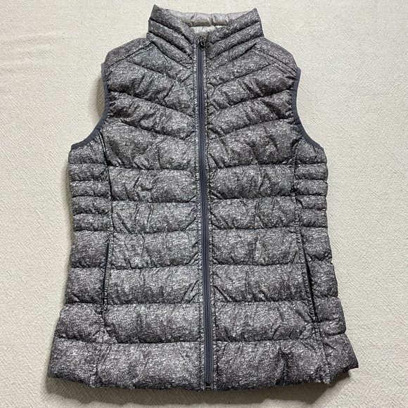 Blanc Noir Grey Melange Quilted Down Zip Up Puffer Vest S - Picture 2 of 6